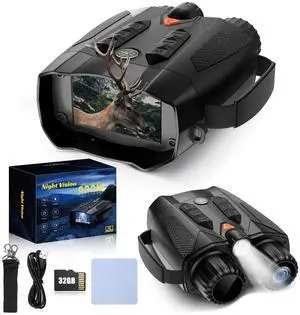 _Mega Brand Night Vision Goggles-4K Night Vision Binoculars with,10X Zoom,External Tactical Light & Compass,5000mAh Fast Charging,32G Card,Record Video&Photos,Camping Hunting, Gift for Dad/Men(Black)