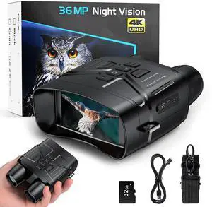 _Mega Brand Night Vision Goggles for Adults, 4K Infrared Night Vision Binoculars with Rechargeable Battery and Anti-Shake Motion Detection for Camping, Black