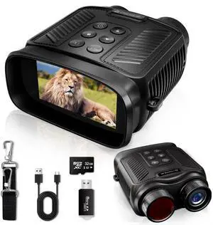 _Mega Brand Night Vision Goggles - 4K Night Vision Binoculars for Adults, 5000mAh Rechargeable Infrared Binoculars with 3'' HD Screen, 32GB MicroSD Card Included, Ideal for Camping & Adventure, Black