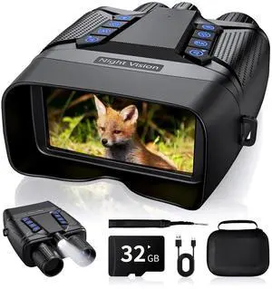 _Mega Brand Night Vision Goggles, 4K Night Vision Binoculars, 5000mAH Rechargeable Infrared Binoculars with 3' Large Screen, 8X Digital Zoom External Flashlight for Camping(Black)