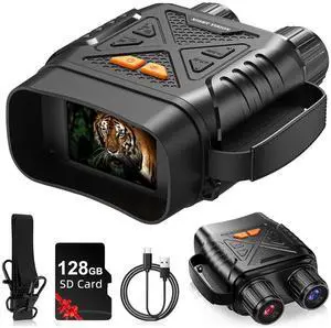 _Mega Brand Infrared Binoculars Night Vision,4K Night Vision Binoculars with 128GB TF Card,10X Digital Zoom,for Hunting,Adults Wildlife Watchers,Store Photo and Video,Support Connect to Computer