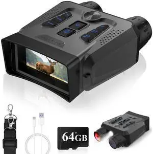 _Mega Brand Night Vision Goggles-4K Night Vision Binoculars 10X Digital Zoom, 3''HD Screen Rechargeable Infrared Binoculars with 64GB TF Card Save Photo and Video,Gift for Men Camping Hiking Security