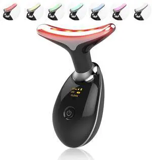 _Mega Brand Light Based Multifunctional Facial Massager, 7 Color Portable Face Massager Tool for Skin Care, Glossy Black