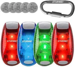_Mega Brand LED Safety Light Strobe Lights for Daytime Running Walking Bicycle Bike Kids Child Woman Dog Pet Runner Best Flashing Warning Clip on Small Reflective Set Flash Walk Night.Green Blue Redx2