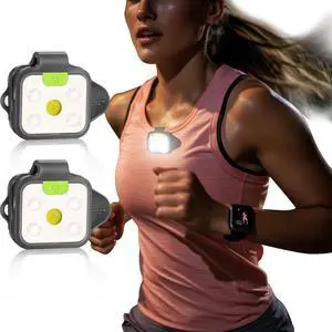 _Mega Brand 2 Pack Running Lights for Runners, Rechargeable 4 Modes Clip on Flashlight, LED Night Safety-Light, Reflective Running Gear for Running, Walking, Jogging, Hiking (Black)