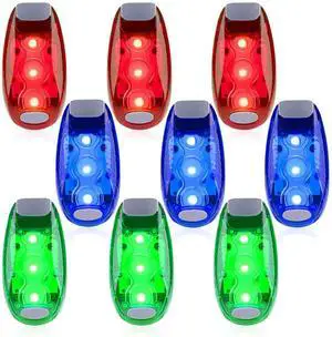 _Mega Brand 9Pack Led Safety Light,Safety Light,High Visibility Strobe Running Lights,Walking Etc.Clip-On Running Lights Clip to Clothes Strap to Wrist,Bike Or Anywhere(Red/Blue/Green