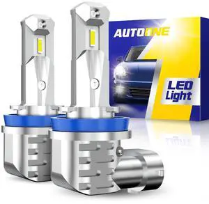 _Mega Brand H8 H11 H16 LED Light Bulbs White, 6000K Super Bright, Fanless Mini Size, Plug and Play, Pack of 2