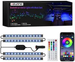 _Mega Brand Car LED Lights, App Control with Smart Car Interior Lights,DIY Mode and Music Mode,RGB Inside Car Lights,48 LEDs Lights for Car with Car Charger 12V 2A LED Lights for Car