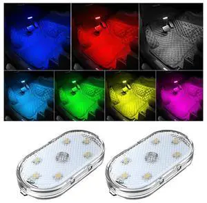 _Mega Brand 2 PCS Car Led Lights Interior, Super Bright Car Wireless Bulb, USB Rechargeable Auto Led Festoon Bulb, Universal Vehicle Accessories for Cars, Trucks, SUVs, Vans (Colorful, 2 PCS)