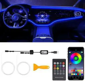 _Mega Brand Interior Car LED Strip Lights with Wireless APP & Remote Control, RGB 2 in 1 Car Ambient Lighting Kit with 158 Inches Fiber Optic, Inside Neon Dash Strip with Music Mode