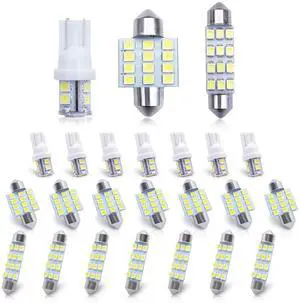 _Mega Brand Car Led Bulb, Led Combination Set of 24 Sets, Car Interior/Indoor Map Dome/ Trunk / License Lights, Etc. (White)
