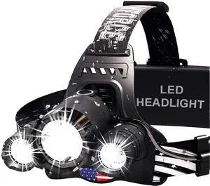 _Mega Brand Headlamp. USB Rechargeable LED Head Lamp. Ultra Bright LUMINUS 1080 Lumen Headlamp Flashlight + Red Light.HeadLamps for Adults, Camping, Outdoors & Hard Hat Light. Zoomable IPX54 Headlight
