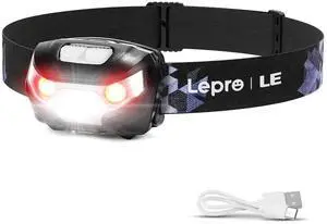 _Mega Brand LED Headlamp Rechargeable - Super Bright Head Lamp with 5 Modes for Camping & Hiking Gear Essentials, IPX4 Waterproof Headlight Flashlight with Red Light, USB Cable Included