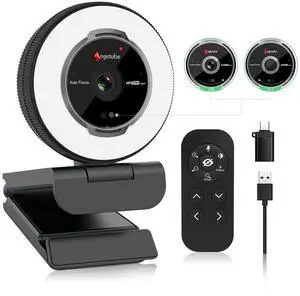 _Mega Brand Streaming Webcam with Microphone: 1080P 60FPS USB Web Cam with Ring Light and Remote Control - HD Web Camera with 5X Digital Zoom Built in Privacy Cover,for PC|Computer|Laptop|Mac|Desktop