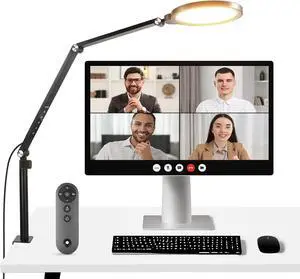 _Mega Brand Basics 18W 7"Desk Ring Light with Stand, Lighting for Video Conference Streaming Recording Makeup Phone Selfie Computer Laptop Zoom,Full Screen LED Circle Ringlight with Arm & C Clamp, R18