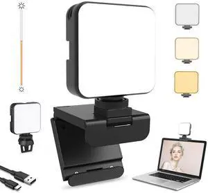 _Mega Brand Glow Light for Streamers, Enhanced Video Conference Lighting Kit with Webcam Style Clip, Built-in Battery, Dimmable & Rechargeable, for Streaming, Photography, Vlogging
