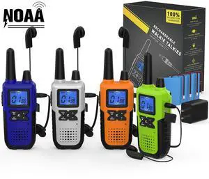 _Mega Brand Walkie Talkies Long Range for Adults Rechargeable with Earpiece NOAA Weather Alert,Multi-purpose 2 Way Radio Team Work Senior Care Kid Adventure Family Camping Hiking Skiing Cruise