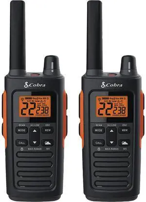 _Mega Brand RX680 Walkie Talkies(2-Pack)-Rugged & Splashproof Two Way Radios Long Range, IP54 Water Resistant Design,60 Pre-Programmed Channels,Weather Alerts,Included Charging Dock(Black/Orange)
