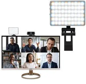 _Mega Brand Video Conference Lighting Kit, Camera Light for Zoom Meetings, Streaming Video Face Light, Easy Setup for Remote Work, Computer Monitor or Laptop Light for Video Conferencing