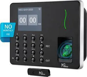 _Mega Brand Time Clocks for Employees Small Business, W3 2.4GHz WiFi Biometric Fingerprint Time Card Machine, Office Punch Clock Automatic in and Out with iOS/Android App No Monthly Fees