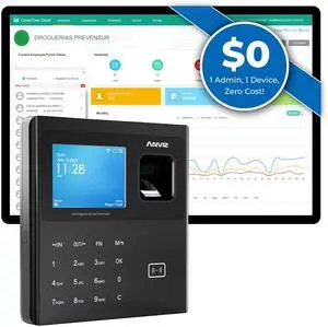 _Mega Brand Time Clocks for Employees Small Business - CX2 Fingerprint Biometric Clock in and Out Machine - Forever Free Cloud Software, Black