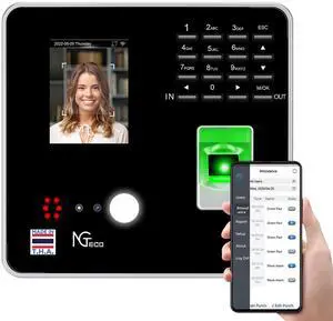 _Mega Brand Time Clocks for Employees Small Business with Face, Finger Scan, RFID and PIN Punching in One, MB2 Office Time Card Machine Automatic Punch with APP for iOS Android (0 Monthly Fee)