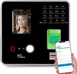 _Mega Brand Cloud Time Clock, Upgraded TC1 Remote Control 2.4GHz WiFi Time Card Machine for Small Business with Software & App for iOS/Android, Includes 5 RFID Cards No Monthly Fees