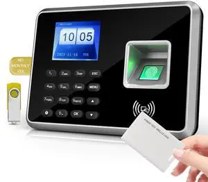 _Mega Brand A2 Time Clocks for Employees Small Business-Fingerprint, RFID and PIN Biometric Time Clock, Office Punch Clock, with 5 Badges and USB Drive (0 Monthly Fees)