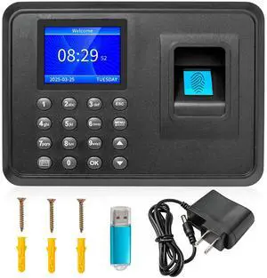 _Mega Brand Clock in Machine for Employees,Fingerprint Time Clock with Multilingual Support for Small Business,Automatic Clock in and Out Attendance Machine