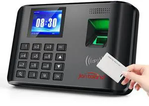 _Mega Brand A5 Time Clock-Time Clocks for Employees Small Business-Fingerprint, RFID and PIN Biometric Time Clock, Office Punch Clock, with 5 Badges-0 Monthly Fees