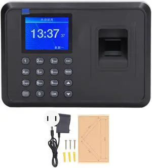 Fingerprint Time Attendance Machine, Multilingual Voice Reminder Fingerprint Password Attendance Machine Employee Time Clock for Offices, Factories and More (US Plug)