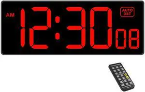 _Mega Brand Digital Wall Clock with Seconds for Gym, Remote Countdown Timer Large LED Display 5 Dimmer (10.2" Red)