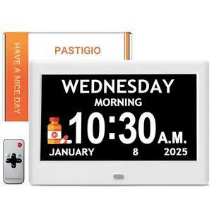 2025 NEW, Digital Clocks, 7'' Dementia Clock with Date and Time for Elderly, Auto-Dimming, 12 Reminders & 6 Alarms, Button & Remote Control, Auto DST, Digital Calendar for Seniors Large Display