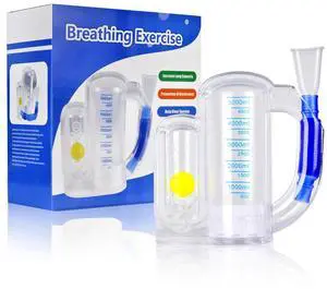 Incentive Spirometer,Adult Lung Trainer,Breathing Trainer - 5000ML Inhale Volume Measurement, Equipped with Ball Flow Rate Indicator & Scale Indicator