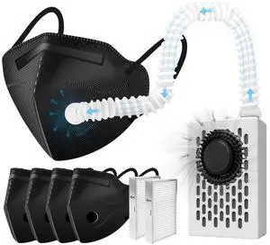 _Mega Brand Electric Wearable Air Purifier Maskes,Air Supply,Breathe Easier,With HEPA Filter,for Dust Work,Painting, Machine Polishing, Welding and Other Work Protection(White)