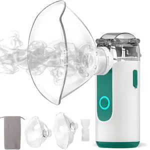 _Mega Brand Portable Nebulizer for Breathing Problems, Handheld Nebulizer for Kids and Adults, Small Nebulizer Machine with Self-Clean Mode for Home Use