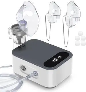 _Mega Brand Smart Nebulizer for Adults and Kids-Digital Display Nebulizer with Mask,Desktop Compression Nebulizer for Breathing Treatment with Adjustable Time, as Well as on Work