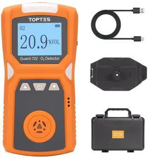 _Mega Brand Oxygen Detector, Portable O2 Monitor, 0-30%, Rechargeable 120H Battery Duration, Sound, Light and Vibration Alarms, Dust and Explosion Proof, Handheld O2 Meter for Work,
