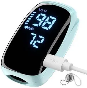 Finger Pulse Oximeter, Fingertip Blood Oxygen Saturation with Pulse Monitor Rechargeable, Accurate Spo2 Reading for Home, Outdoor SportsBlue