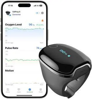 _Mega Brand Oxygen Monitor with Vibration Reminder, Bluetooth Pulse Oximeter Tracks SPO2 and Pulse Rate, 24 hrs Battery Life, 4*10 Hours Built-in Memory, Rechargeable Pulse Ox with Free PC & APP