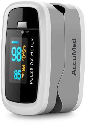 _Mega Brand CMS-50D1 Fingertip Pulse Oximeter Blood Oxygen Sensor SpO2 for Sports and Aviation. Portable and Lightweight with LED Display, 2 AAA Batteries, Lanyard and Travel Case (White)