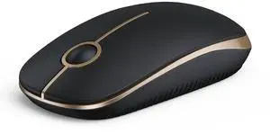 VssoPlor Wireless Mouse, 2.4G Slim Portable Computer Laptop Mouse with Nano Receiver Quiet Silent Optical Mice for Notebook, PC, Laptop, Computer-Black and Gold