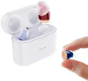 _Mega Brand Rechargeable Hearing Aid for Seniors, Invisible Hearing Aids with Noise Cancellation Adjustable Volume Control, Ear Amplifier Hearing Assist Device with Charging Case