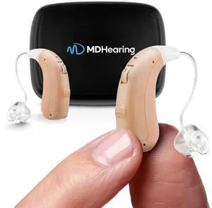 _Mega Brand VOLT OTC Hearing Aids for Seniors, Doctor-Designed Rechargeable, 2 Directional Microphones, 4 Audio Settings, Fits with Glasses, Deluxe Charger Included