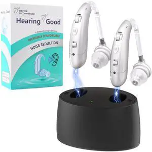 _Mega Brand Hearing Aids for Seniors, Hearing Aids Rechargeable with Noise Cancelling and Volume Control, Hearing Amplifier for Adults Hearing Loss, Portable Behind-the-Ear Hearing Aid Headphones