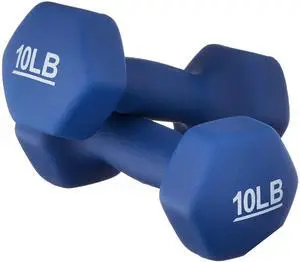 _Mega Brand Basics Neoprene Dumbbell Hand Weights, 10 Pound, Pair, Navy Blue