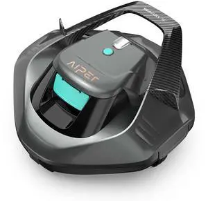 _Mega Brand  Cordless Robotic Pool Cleaner with Retrieval Hook, Pool Vacuum Lasts 90 Mins, LED Indicator, Self-Parking, Ideal for Above-Ground Flat Pool up to 860 sq.ft,Grey