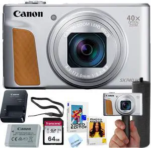 _Mega Brand Powershot SX740 HS Digital Camera (Silver) + 64GB Memory + Stabilizing Grip + Software Pack +More (Value Bundle)
