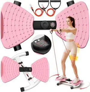 _Mega Brand Waist Twisting Machine Fitness Tool, Ab Twister Board with the Smart LED Digital Monitor, 300lbs Capacity & 20dB Ultra-Quiet, Anti-Slip Home Gym Workout Equipment for Women (Pink)