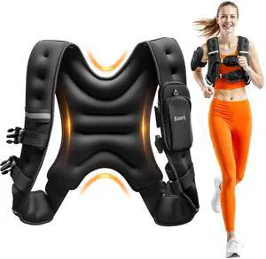 _Mega Brand  Weighted Vest for Women Men:10lb/12lb/16lb Weight Training Vest for Workout, Running, Walking, Exercise, Fitness, Weight Loss, Weight Lifting - With Reflective Strips and Storage Pocket
